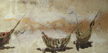 Pintura titulada "Barca en tormenta d…" por Maria Rosa Astorga, Obra de arte original