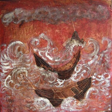 Pintura titulada "Dos bacas pequeñas" por Maria Rosa Astorga, Obra de arte original
