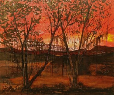 Pintura titulada "Rojo atardecer" por Maria Rosa Astorga, Obra de arte original