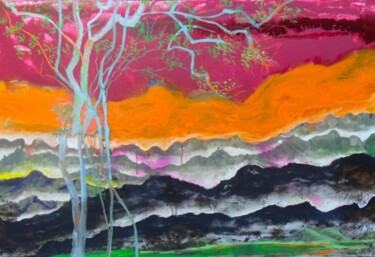 Pintura titulada "Montaña con árbol b…" por Maria Rosa Astorga, Obra de arte original