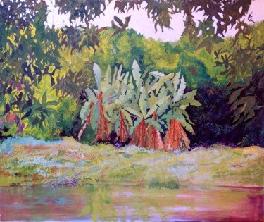 Pintura titulada "Selva con platanales" por Maria Rosa Astorga, Obra de arte original, Oleo