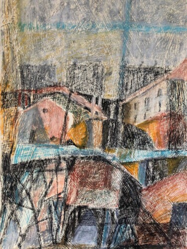Картина под названием "Город" - Мария Рыцарева, Подлинное произведение искусства, Пастель