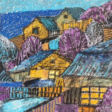 Pintura titulada "Зимней вечер" por Mariia Rytsareva, Obra de arte original, Pastel
