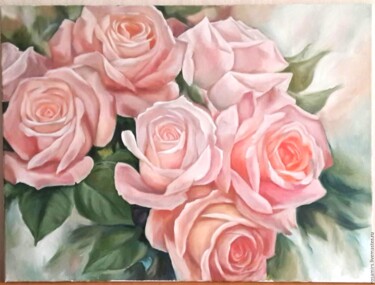 绘画 标题为“"Бежевые розы" масл…” 由Мария Санова, 原创艺术品, 油