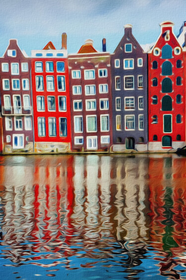 Digitale Kunst mit dem Titel "Огни в Амстердаме" von Maria Sanova, Original-Kunstwerk, Digitale Malerei