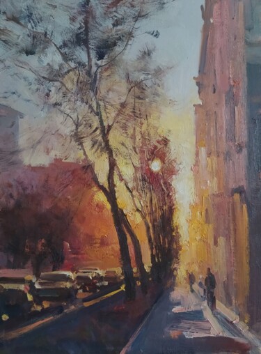 Painting titled "Солнце в декабре" by Maria Shatalova, Original Artwork, Oil