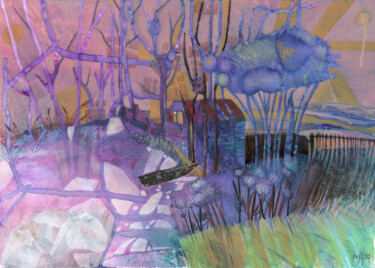 Картина под названием "The house near the…" - Maria Shedrina, Подлинное произведение искусства, Акрил