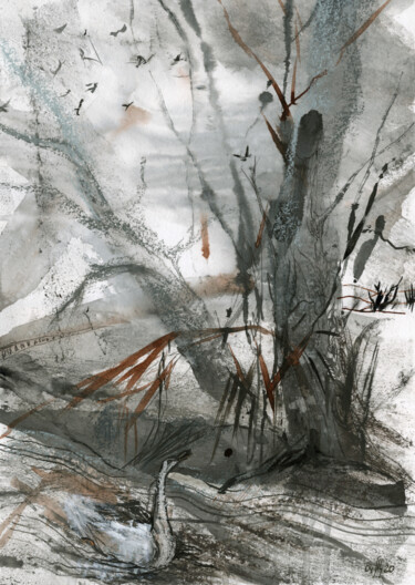 Рисунок под названием "Лебединая песня" - Maria Shedrina, Подлинное произведение искусства, Чернила