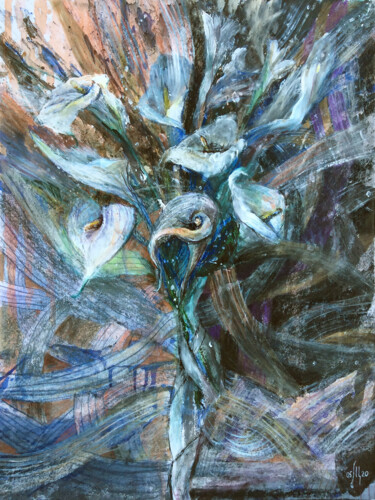 Malerei mit dem Titel "Calla lilies (Каллы)" von Maria Shedrina, Original-Kunstwerk, Acryl