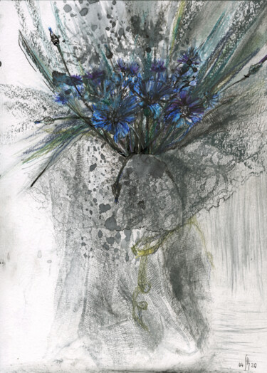 Рисунок под названием "Это наши цветы! (ва…" - Maria Shedrina, Подлинное произведение искусства, Чернила