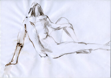 Tekening getiteld "Nu-7 (сидящая женщи…" door Maria Shedrina, Origineel Kunstwerk, Potlood