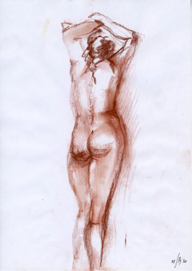 Рисунок под названием "Nu-11 (стоящая деву…" - Maria Shedrina, Подлинное произведение искусства, Пастель