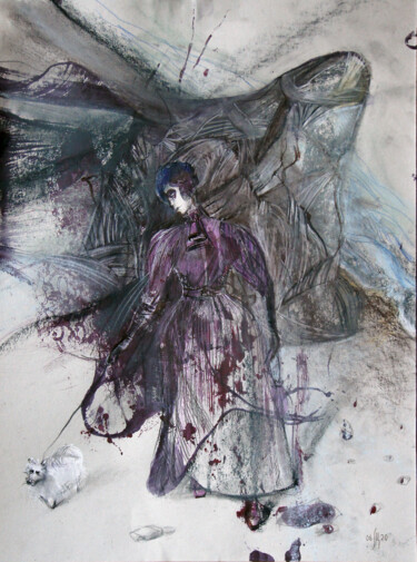 Рисунок под названием "Дама с собачкой" - Maria Shedrina, Подлинное произведение искусства, Акрил
