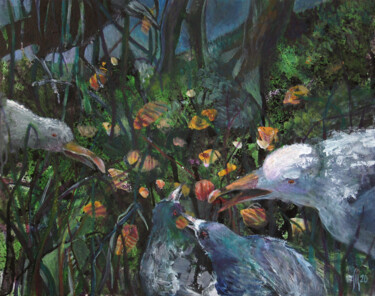 Pittura intitolato "Stupid birds flocke…" da Maria Shedrina, Opera d'arte originale, Acrilico