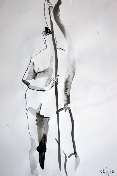 Рисунок под названием "Nu-21 (Anna) - orig…" - Maria Shedrina, Подлинное произведение искусства, Чернила