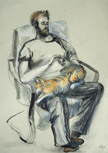 Drawing titled "After the Work day.…" by Maria Shedrina, Original Artwork, Pastel