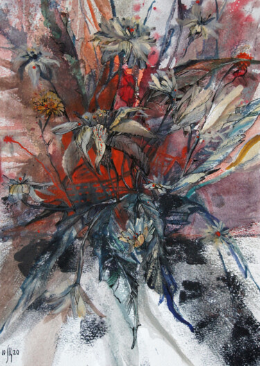 Pittura intitolato "Flower Fantasy #3" da Maria Shedrina, Opera d'arte originale, Acquarello
