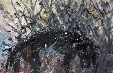 Painting titled "Pye-dog" by Maria Shedrina, Original Artwork, Oil