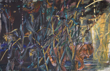 Schilderij getiteld "Deep in the Jungle…" door Maria Shedrina, Origineel Kunstwerk, Tempera