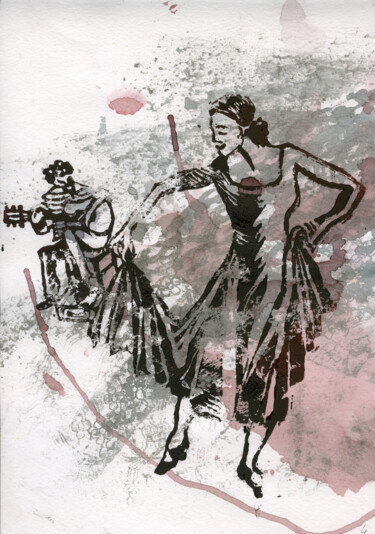 Incisioni, stampe intitolato "Dance. Flamenco #4…" da Maria Shedrina, Opera d'arte originale, Incisioni su linoleum