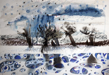 Ζωγραφική με τίτλο "Spring first rain -…" από Maria Shedrina, Αυθεντικά έργα τέχνης, Ακουαρέλα