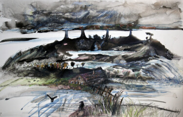 Pittura intitolato "Silent landscape. C…" da Maria Shedrina, Opera d'arte originale, Acquarello