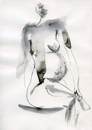Drawing titled "Vika. Nude art №219…" by Maria Shedrina, Original Artwork, Ink