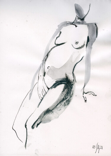 「Vika. Nude art #219…」というタイトルの描画 Maria Shedrinaによって, オリジナルのアートワーク, インク