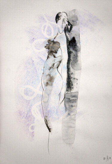 Dessin intitulée "Susanna. Nude art №…" par Maria Shedrina, Œuvre d'art originale, Encre