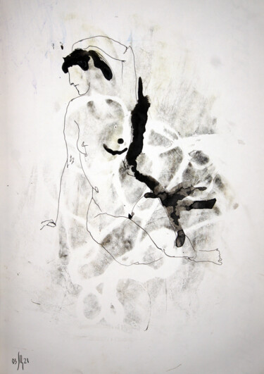 Drawing titled "Susanna. Nude art №…" by Maria Shedrina, Original Artwork, Ink