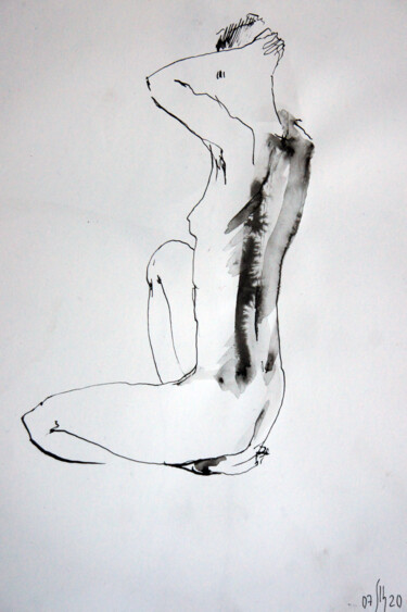 Рисунок под названием "Victoria nude femal…" - Maria Shedrina, Подлинное произведение искусства, Чернила
