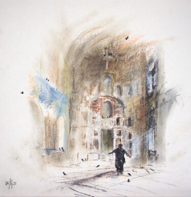 Drawing titled "At the Temple autel…" by Maria Shedrina, Original Artwork, Pastel