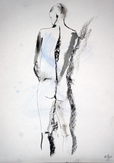 Rysunek zatytułowany „Maxim. Nude art №21…” autorstwa Maria Shedrina, Oryginalna praca, Atrament