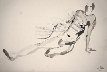 Maxim. Nude art №21168 - original figurative sketch Dessin intitulée "Maxim. Nude art №21…" par Maria Shedrina, Œuvre d'art originale, Encre
