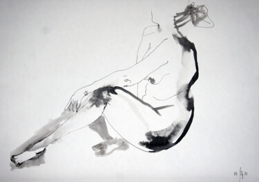 Drawing titled "Vika. Nude art №211…" by Maria Shedrina, Original Artwork, Ink