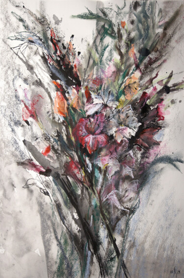 Картина под названием "Gladiolus -original…" - Maria Shedrina, Подлинное произведение искусства, Чернила