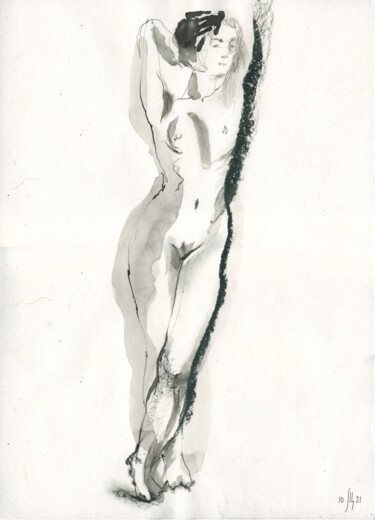 Peinture intitulée "Vera. Nude art #214…" par Maria Shedrina, Œuvre d'art originale, Encre