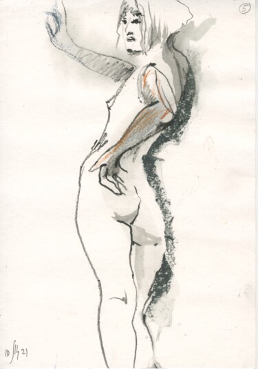 Dessin intitulée "Vera. Nude art #214…" par Maria Shedrina, Œuvre d'art originale, Conté