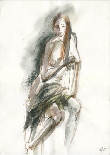 Dessin intitulée "Eleanor. Nude art #…" par Maria Shedrina, Œuvre d'art originale, Encre