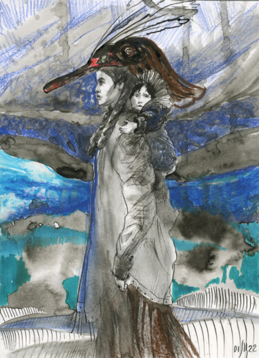 Peinture intitulée "Tlingit. Tla - orig…" par Maria Shedrina, Œuvre d'art originale, Encre
