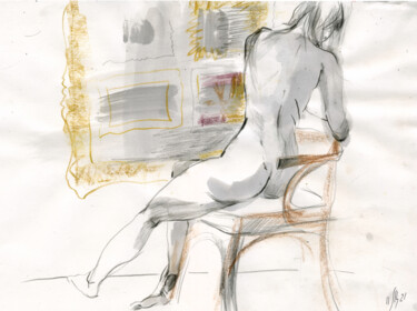 Dessin intitulée "Anna. Nude art #215…" par Maria Shedrina, Œuvre d'art originale, Encre