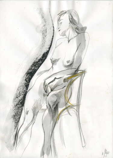 Drawing titled "Anna. Nude art #215…" by Maria Shedrina, Original Artwork, Ink