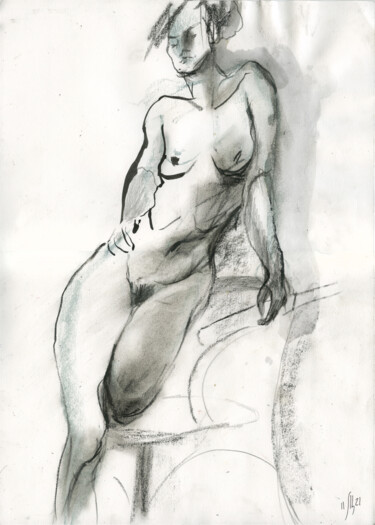 Tekening getiteld "Anna. Nude art #215…" door Maria Shedrina, Origineel Kunstwerk, Grafiet