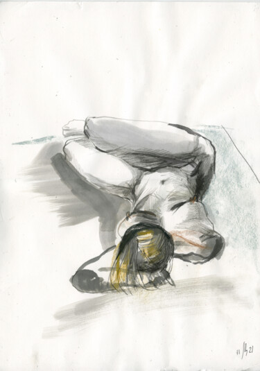 Disegno intitolato "Anna. Nude art #215…" da Maria Shedrina, Opera d'arte originale, Inchiostro