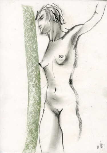 Disegno intitolato "Anna. Nude art #215…" da Maria Shedrina, Opera d'arte originale, Carbone
