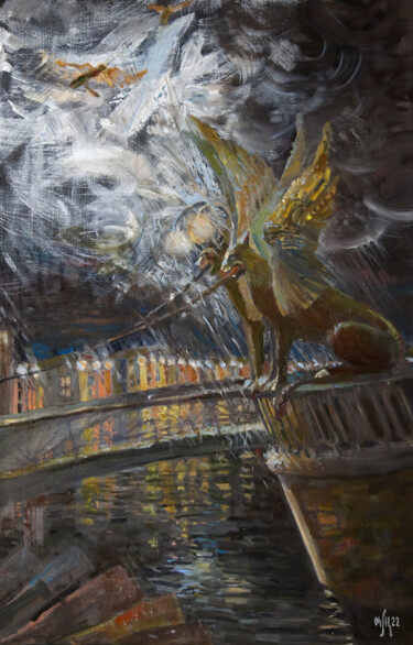 Schilderij getiteld "Griffins secrets -…" door Maria Shedrina, Origineel Kunstwerk, Olie