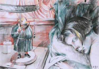 Malarstwo zatytułowany „Dream Amelie - orig…” autorstwa Maria Shedrina, Oryginalna praca, Conté