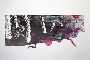 Estampas & grabados titulada "Marathon runners -…" por Maria Shedrina, Obra de arte original, Linograbados