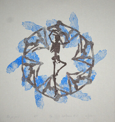 Incisioni, stampe intitolato "Pas de deux 2 - han…" da Maria Shedrina, Opera d'arte originale, Incisioni su linoleum