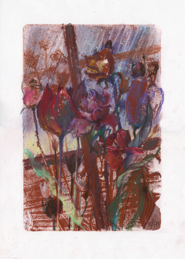 Painting titled "Flowers at home - o…" by Maria Shedrina, Original Artwork, Pastel